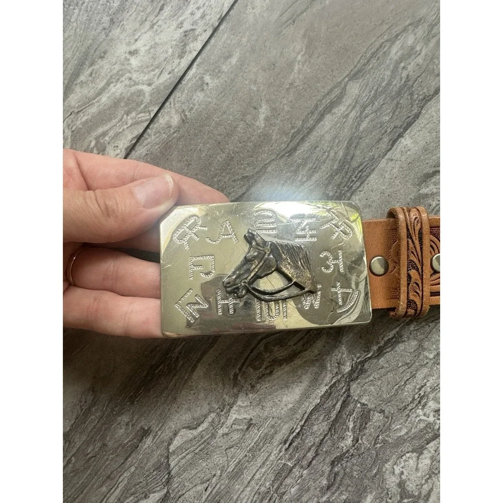 Vintage Chambers Belt Co Youth Size 22 Tooled Leather Western Horse Buckle USA